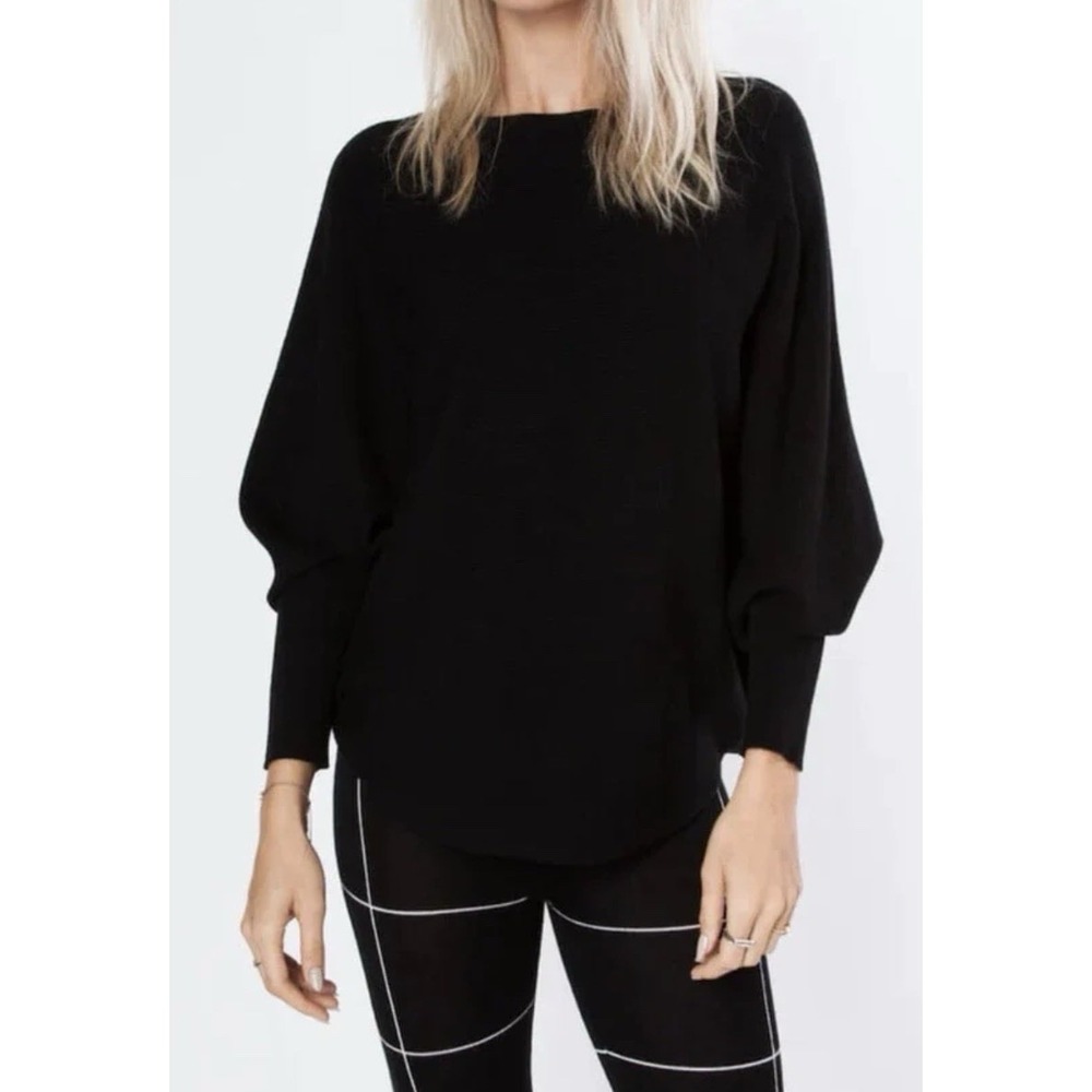 Kerisma Ryu Womens S/M Dolman Sweater Black Ribbed Knit Soft Relaxed Fit NWT